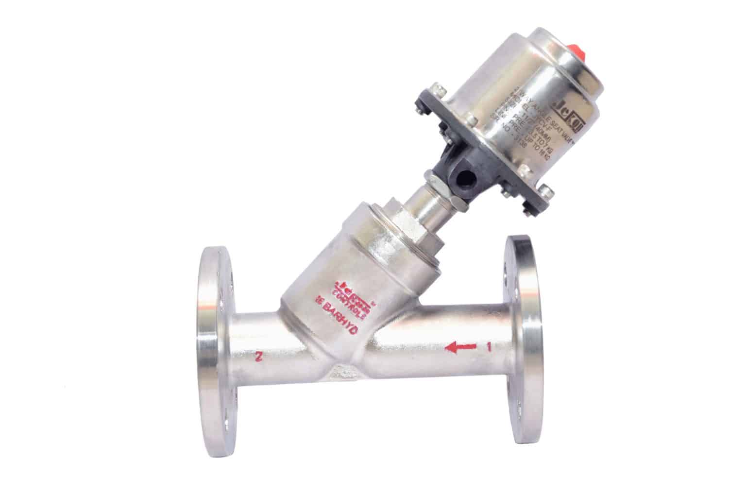 pneumatic angle type control valve